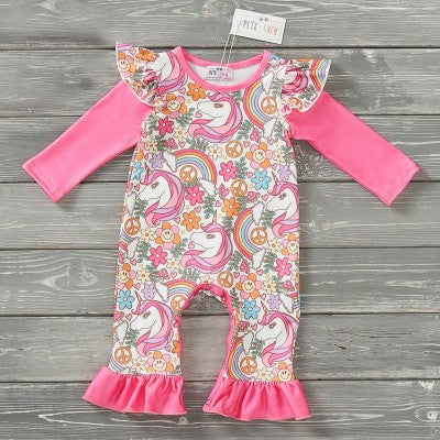 Peace, Love, Unicorns Girl Romper